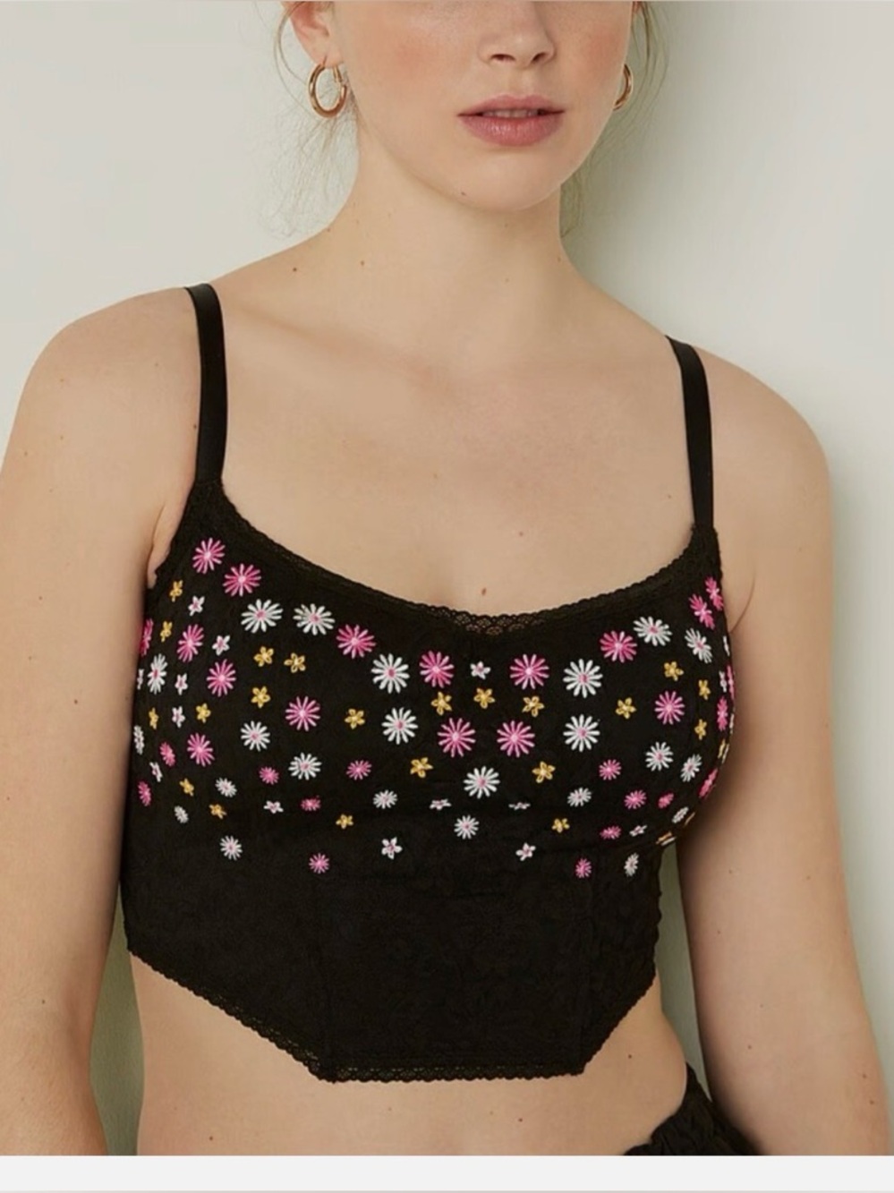 Victoria's Secret Floral Embroidered Lace Corset Bra Top and matching bottoms
